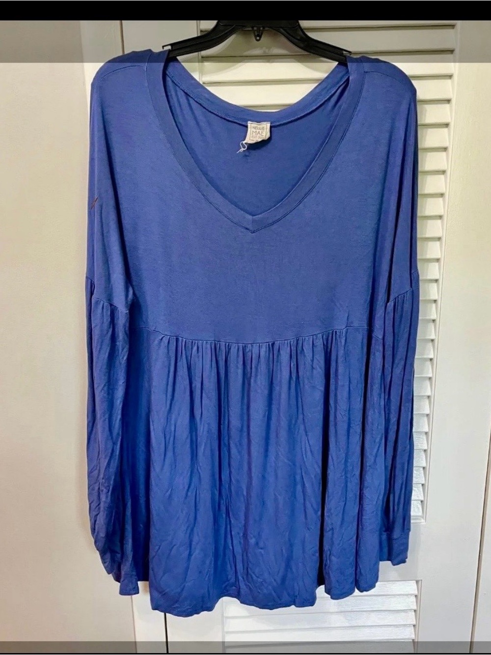 Blue V-Neck Women's Tunic Top